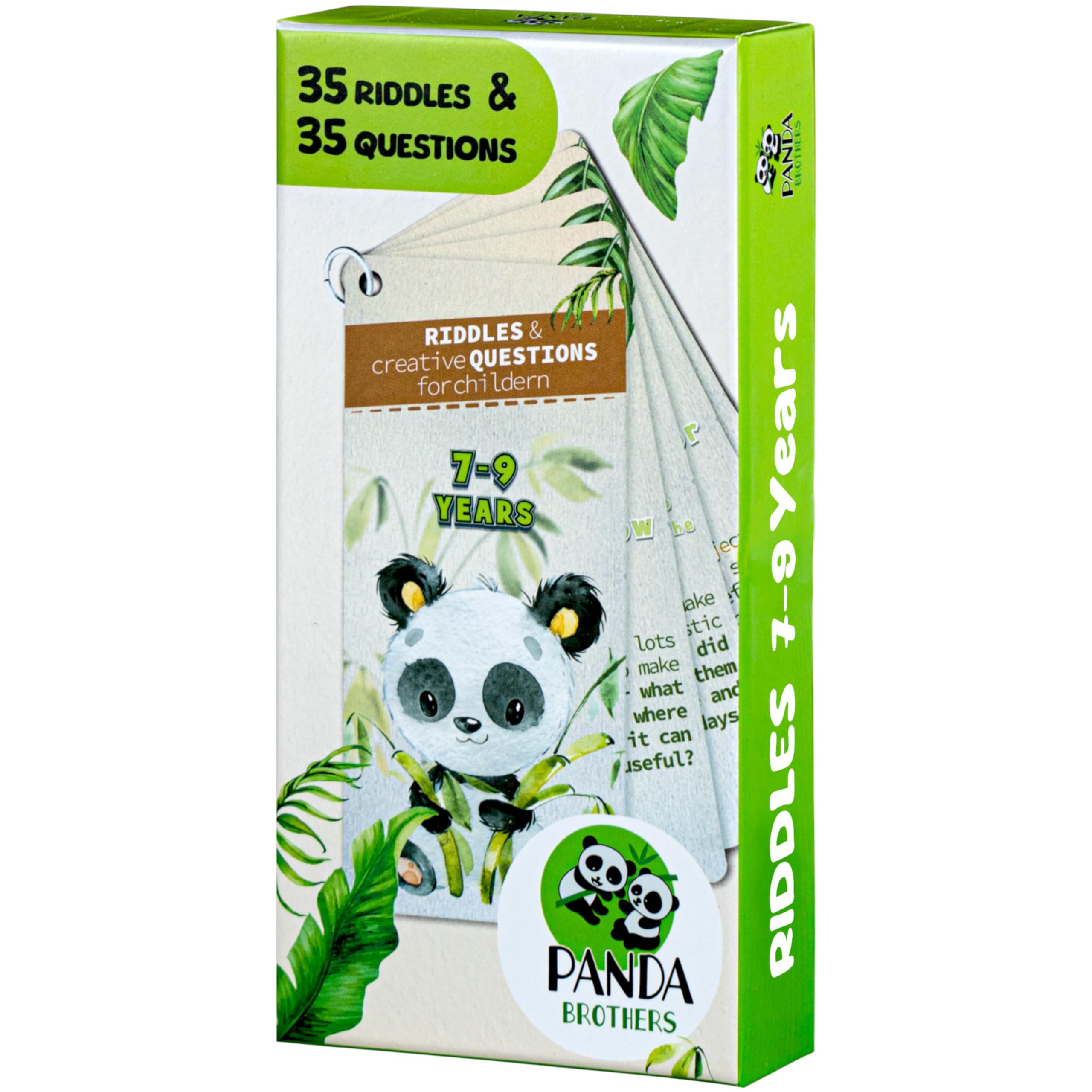 Panda Brother Gift Riddle Cards for Kids, Boys, Girls 7, 8, 9 Age, 35 Question Card Game, Board Games and Educational Toys, Outdoor Indoor Creative Riddles