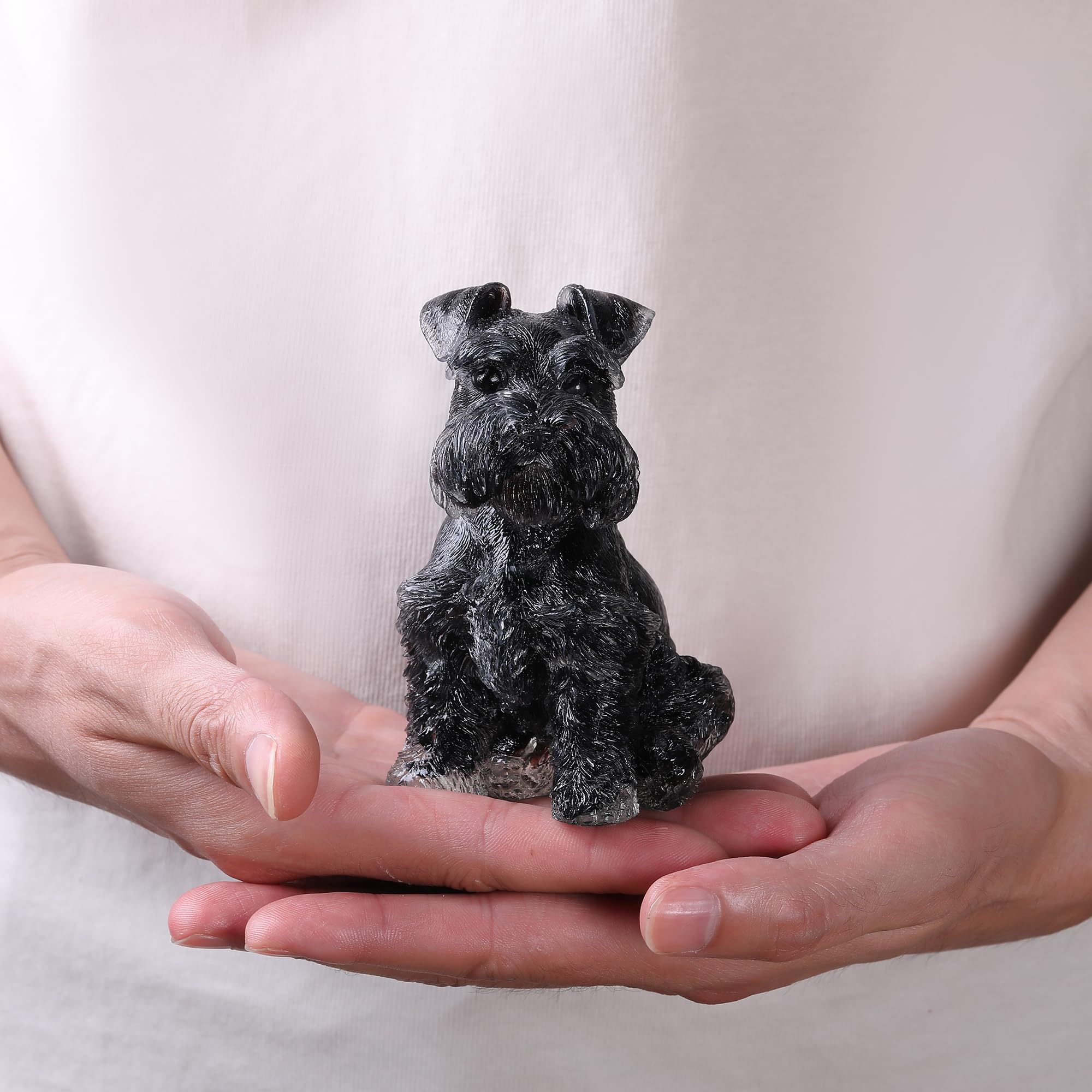 Amazon.co.jp: Reyife 4インチ 黒曜石犬の置物、ハンドメイド 