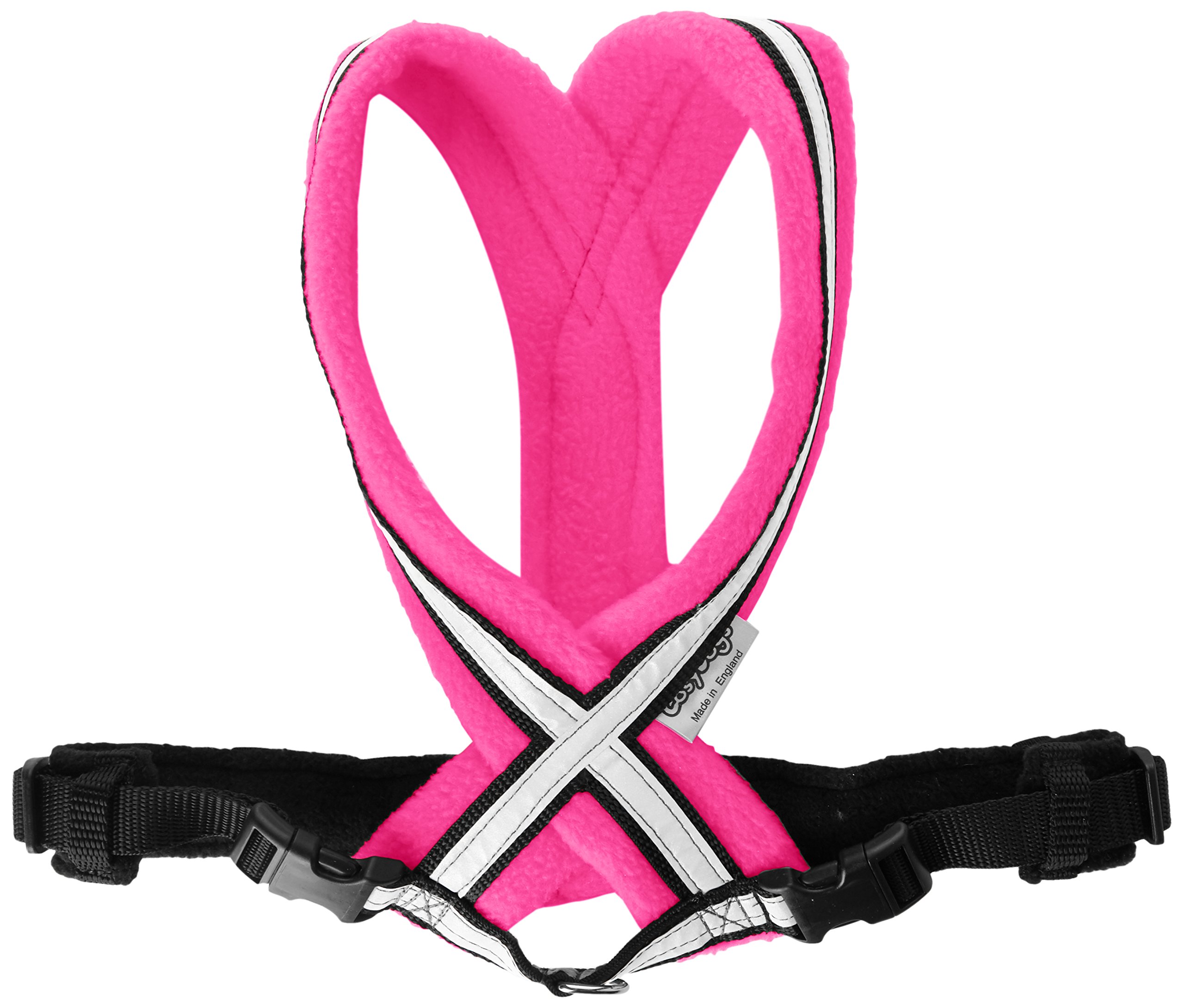 High Visibility Reflective Fleece Harness in Neon Pink Sizes 0 to 6 By CosyDogs (Size 4 (51-78cm) Chest)