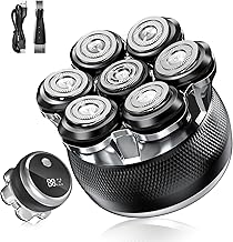 7D Bald Head Razor with 2 Adjustable Speeds Men's 0.01 mm Waterproof Cordless with LED Display, Razor and Zero Hair Trimmer