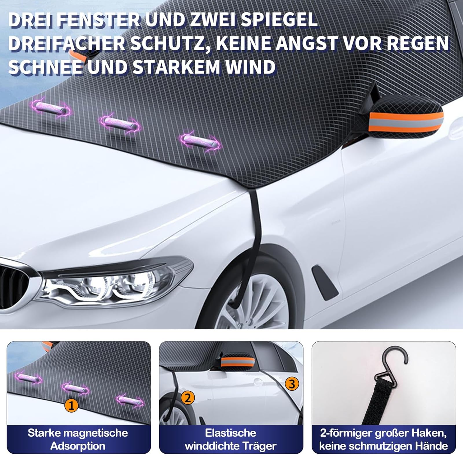 MEDZUK Compatible With Hyundai Kona N | N Line 2020-2024 2025 Car Windshield Cover For Winter, Thickened Windscreen Cover Sun Visor Snow Protection Ice Protects, Year-round Use - View #8