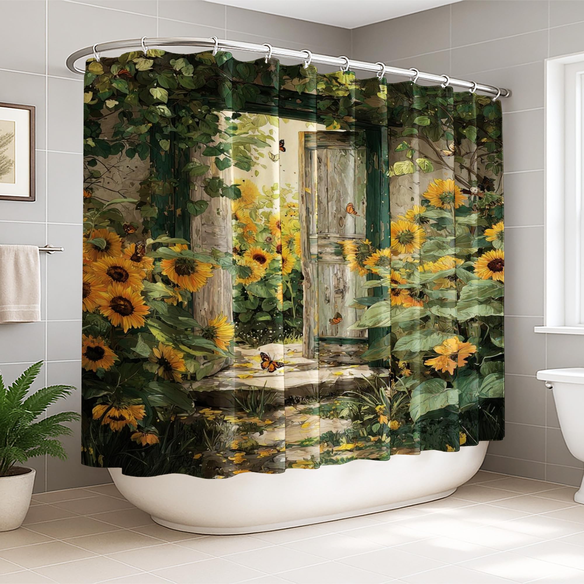 Rideau de douche extra large en tissu pour dortoir et décoration de salle de bain champêtre