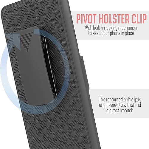 Miniatura 5 de Funda para Samsung Galaxy A21 (versión 2020) con protector de pantalla de vidrio templado, Jackpot inalámbrico con clip para cinturón, funda híbrida