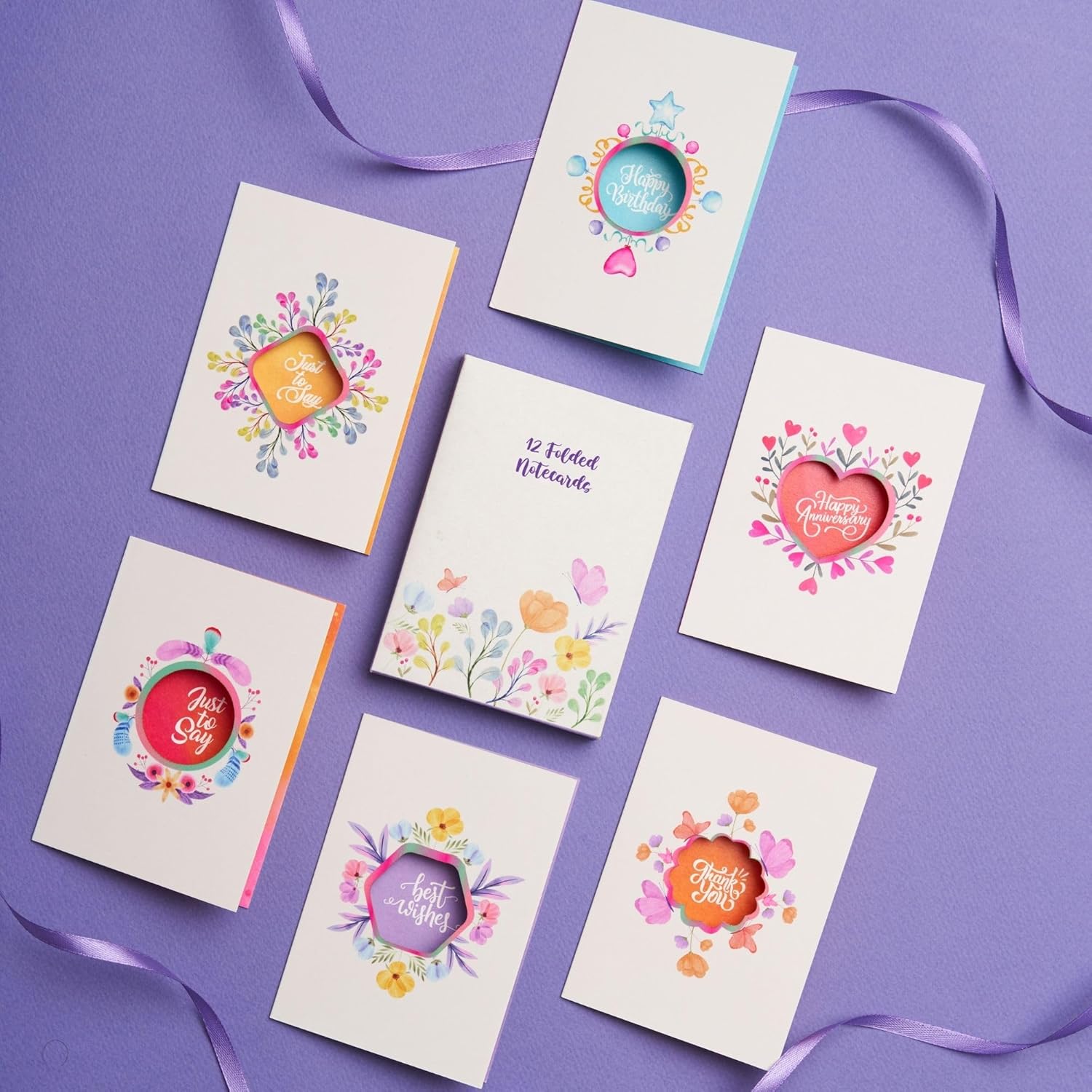 DOODLE Set of 12 Blank Laser Cut Notecards Box Packaging3 x 4.25 in