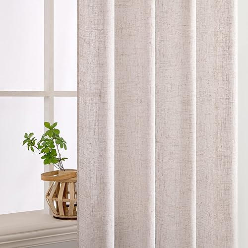 Miniatura 6 de MIULEE Cortinas de lino blanco natural de 72 pulgadas de largo para dormitorio, sala de estar, cortinas de ventana con textura de lino grueso que