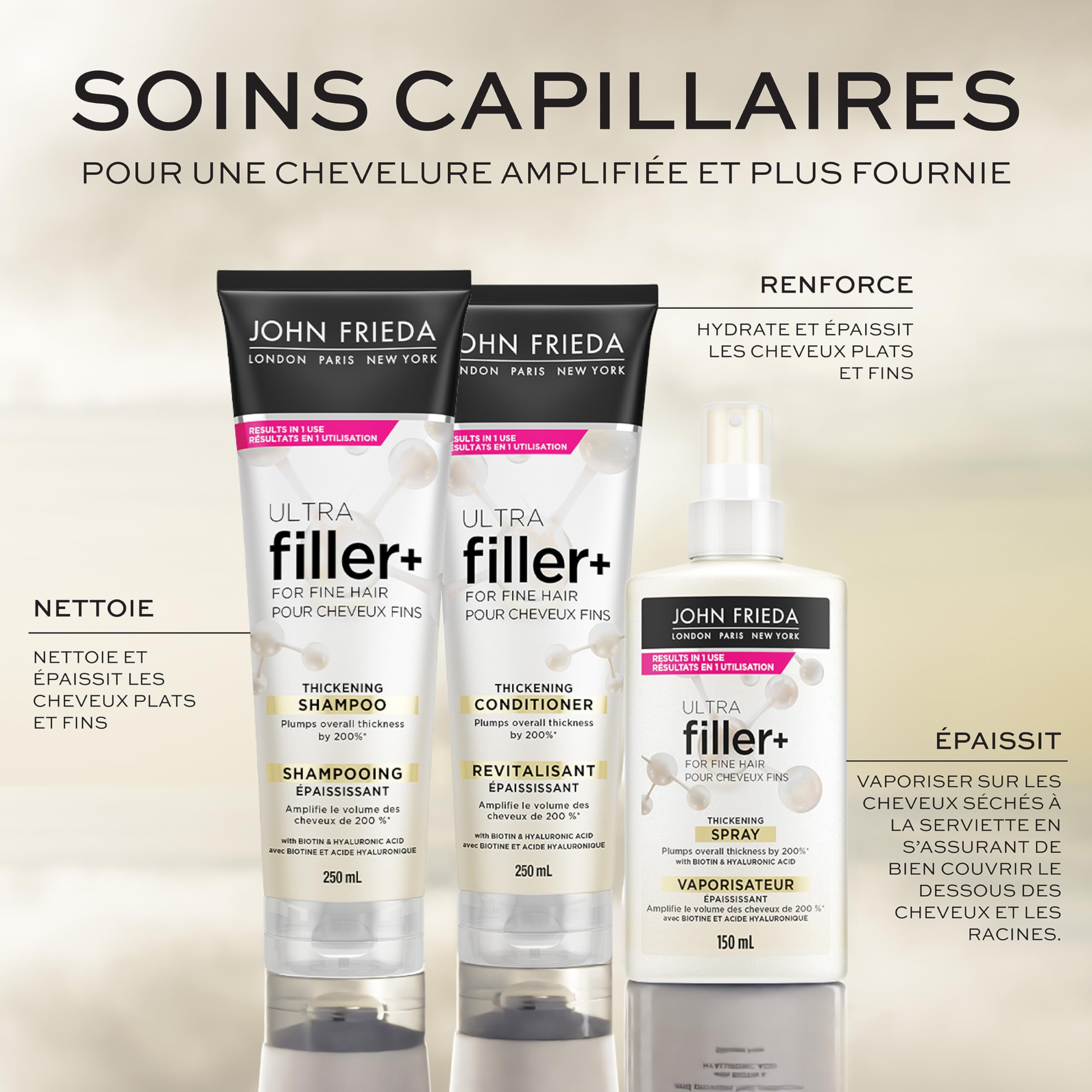 John Frieda Volume + Force Filler Soin Démêlant Epaississant 250ml
