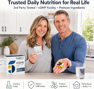 Daily Vitamin Packs for Men & Women Immune, Energy & Heart Support with Vitamin D3, Omega-3, Probiotics, Methyl B12 & Vitamin C Multivitamin with Lutein Planet 3 Vitamin Packs, 30 Packets