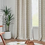 Jinchan 95% Rideaux de Boho noir 84 Inches Long pour Chambre Noir sur Beige Géométrique Imprimé Grommet Top Chambre Darkening Thermal Insulated Fenêtre Draps 2 Panneaux