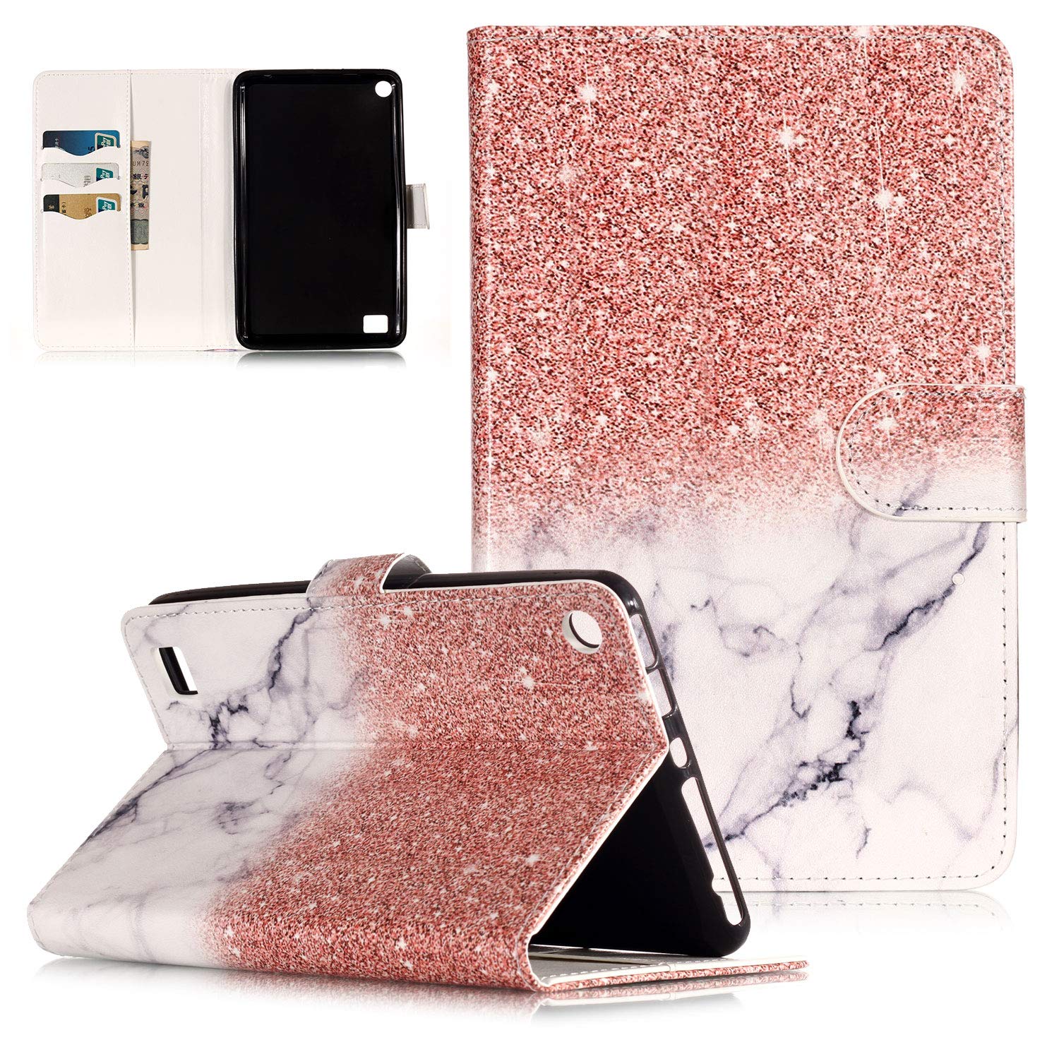 UGOcase All-New Fire 7 Case 2017/2015 Released, Premium PU Leather Slim Fit Cute Pattern Folio Stand Corner Protective Wallet Case Cover for Amazon Kindle Fire 7 7th/5th Generation, Sand Marble