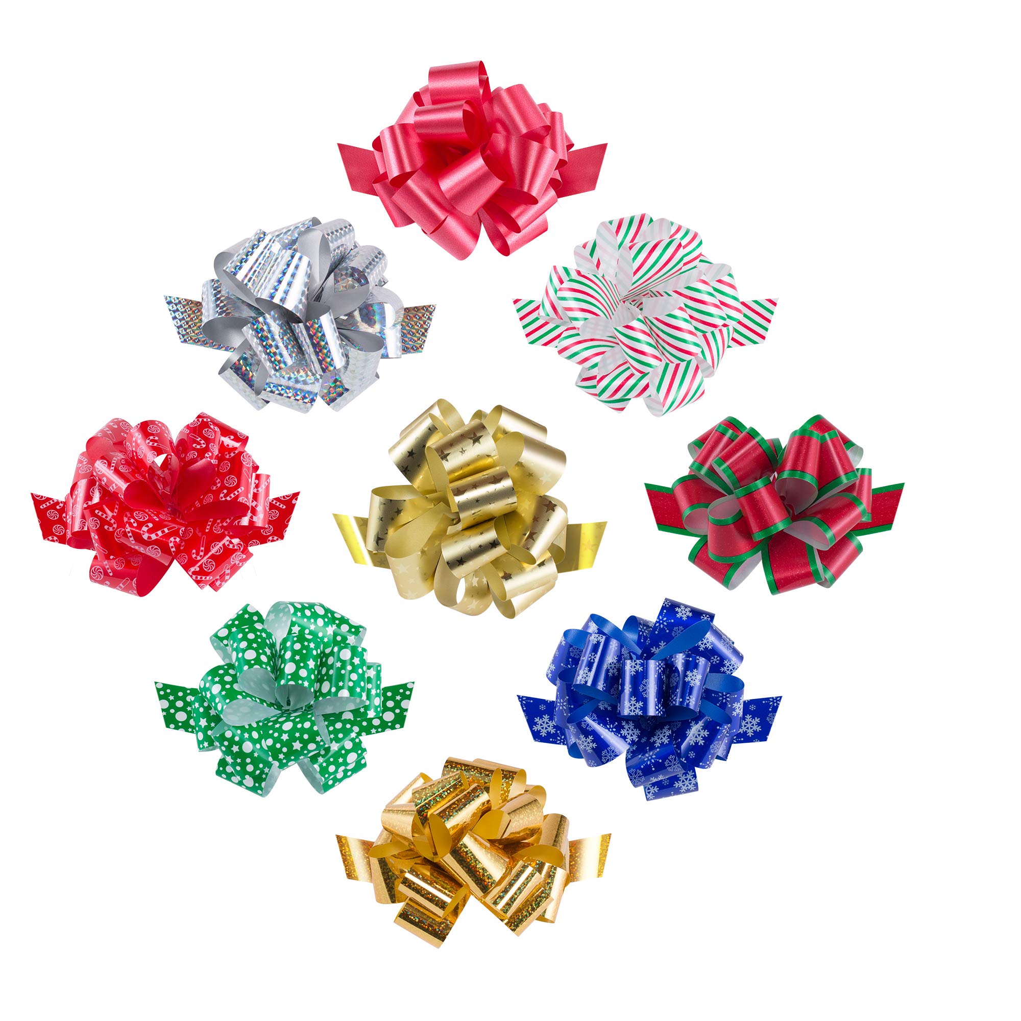 Zoe Deco Gift Bows (Multiple Colors, 5” Wide, 18 Loops, 9 Pack), Weather Resistant Gift Bow, Colorful and Eye-catching Pull Bows, Bows for Gifts, Gift Bows for Presents, Gift Wrapping and Decoration