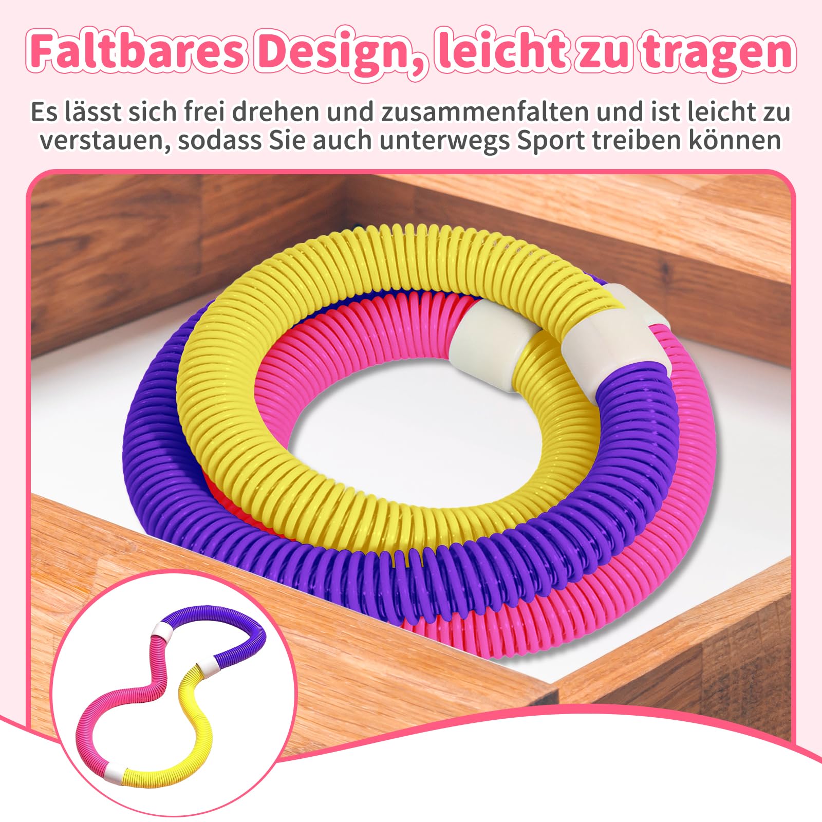 Harilla Sports Hula Hoop für Erwachsene, Fitness-Reifen mit Gewicht zur Gewichtsreduktion und Massageeffekt, weicher Fitness-Reifen, faltbarer PVC-Hula Hoop für Bauchmuskeltraining, Fettverbrennung