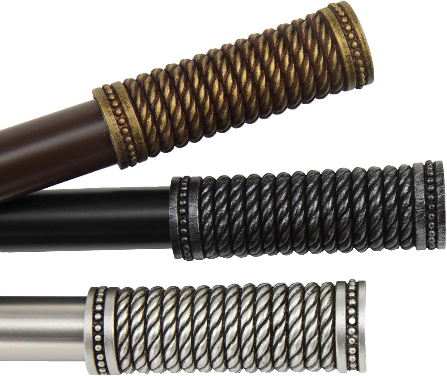 Rod Desyne Wreathed 13/16" Single Curtain Rod, 120-170 inch, Black 120-170 inch Black
