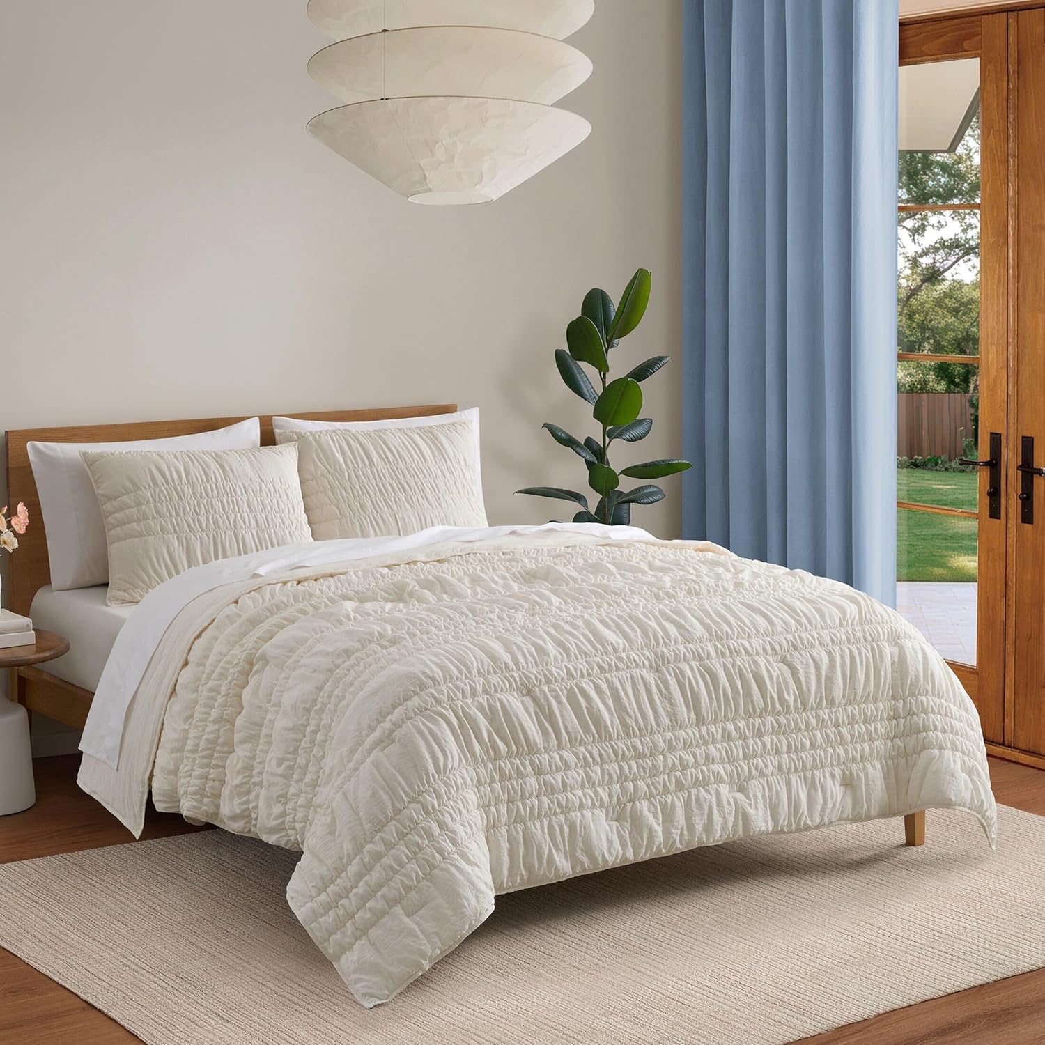UGG Full/Queen Quilt Set - 3pc Bed Spread with 2 Pillow Shams, All Season Luxury Bedding, Lightweight Quilted Soft Textured Comforter, Cozy Coastal Queen Quilt Set, Beige Snow (Tide Devon) - Image 2