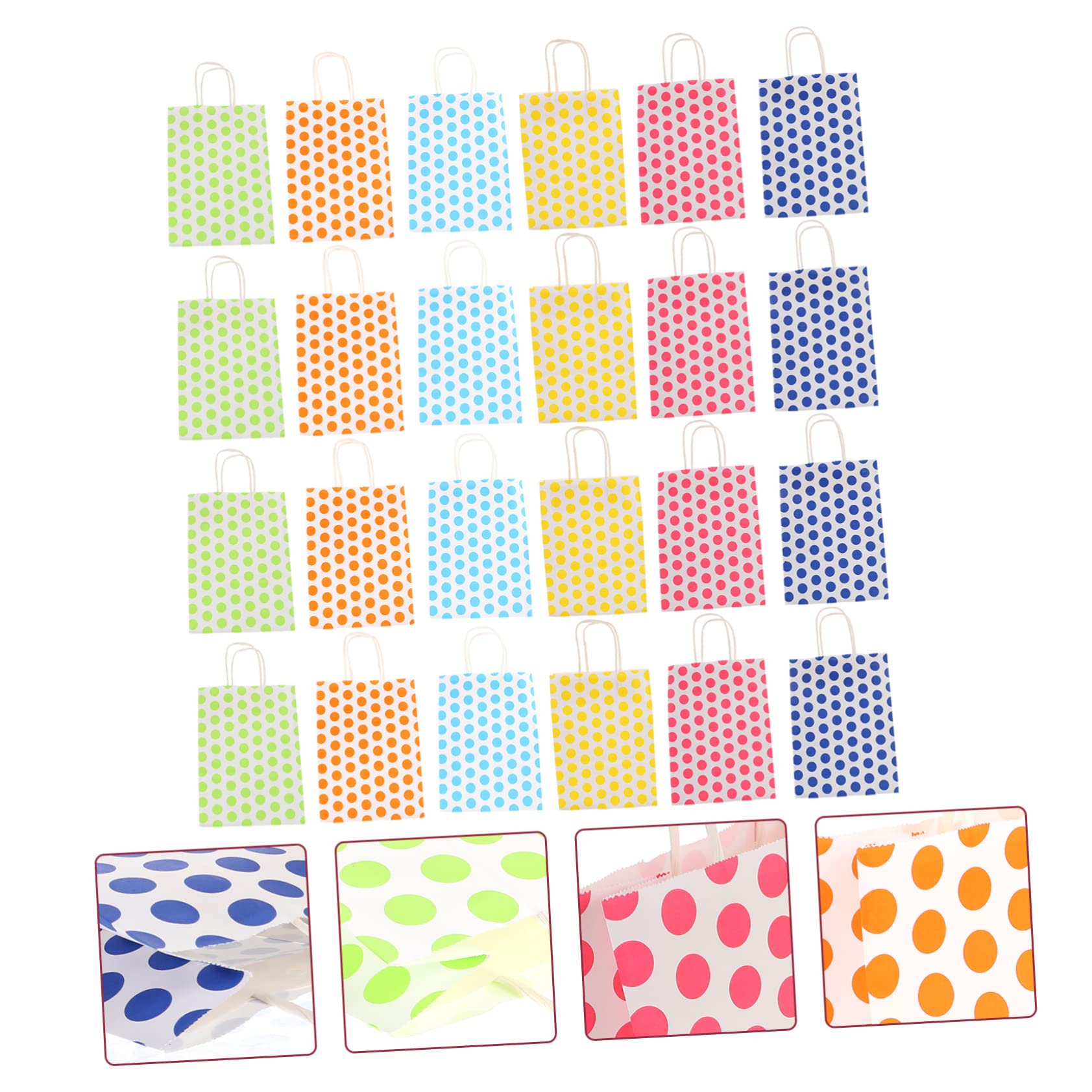 Paquet Présents en Papier Kraft 24 Pièces, Style Élégant pour Fêtes | Motif à Pois, Format Compact, Usage Noël et Mariages, Lot de 24 Sachets pour Emballage