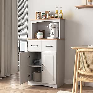 Amazon.com: Homajor Wooden Kitchen Cabinet White Pantry Storage ...