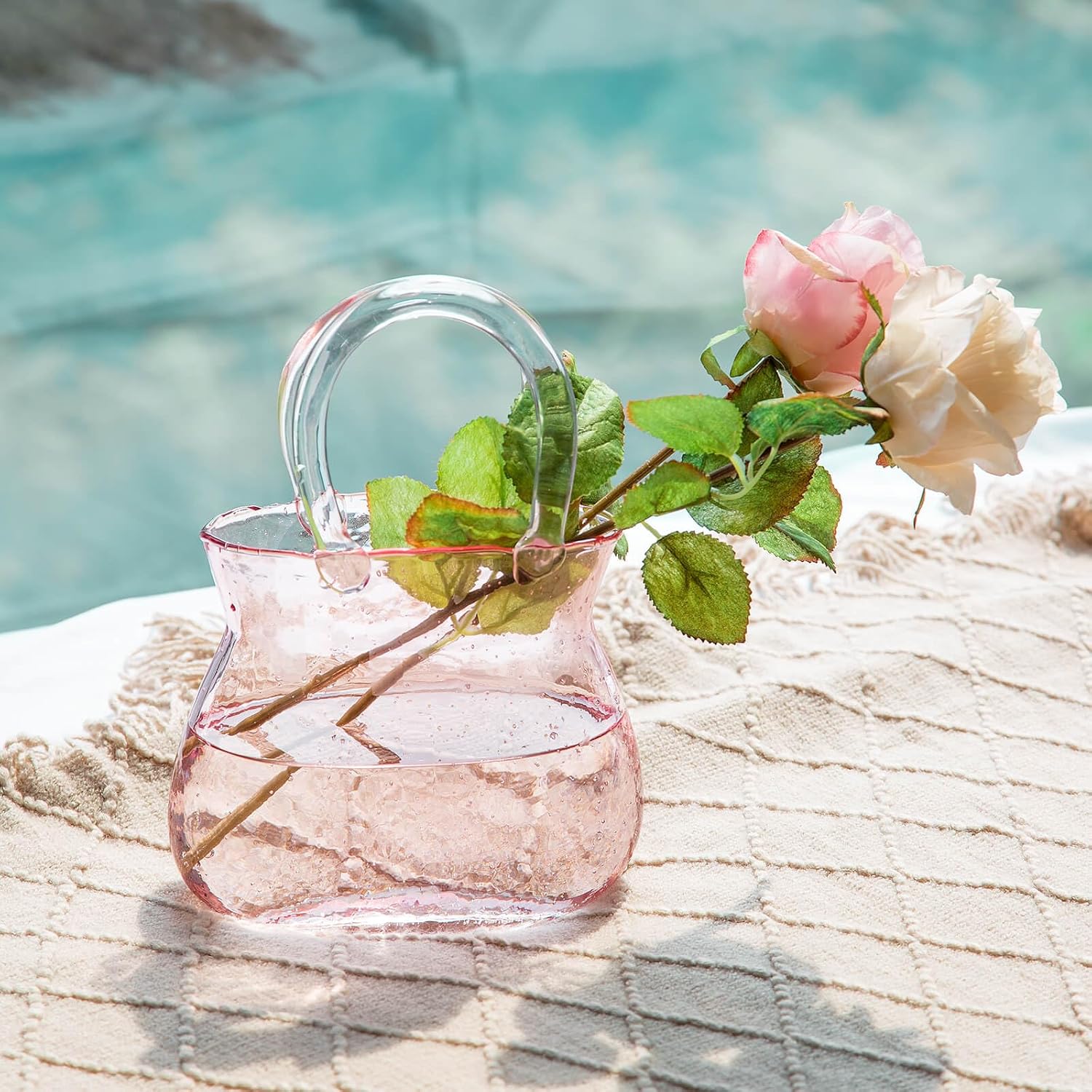 Purse Vase Unique Flower Vase for Centerpieces Aesthetic Glass Purse Vase for Flowers Room Décor Cute Bag Vase Modern Decorative Clear Glass Vase for Home Decor