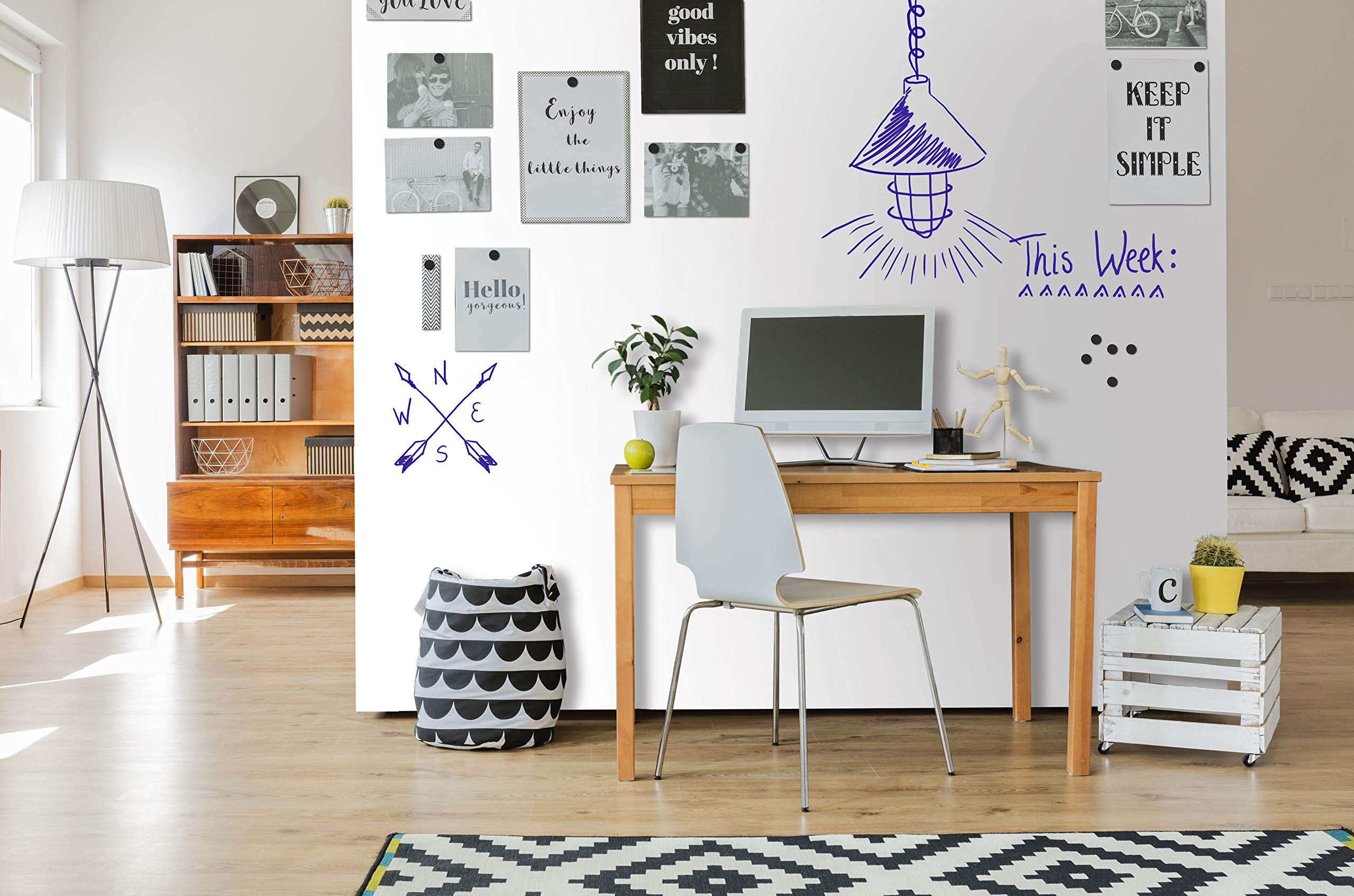 Legamaster Wrap-Up Film pour tableau blanc statique auto-adhésif Blanc 101 x 150 cm – effaçable et réinscriptible – Magnétique – Sans PVC en polypropylène