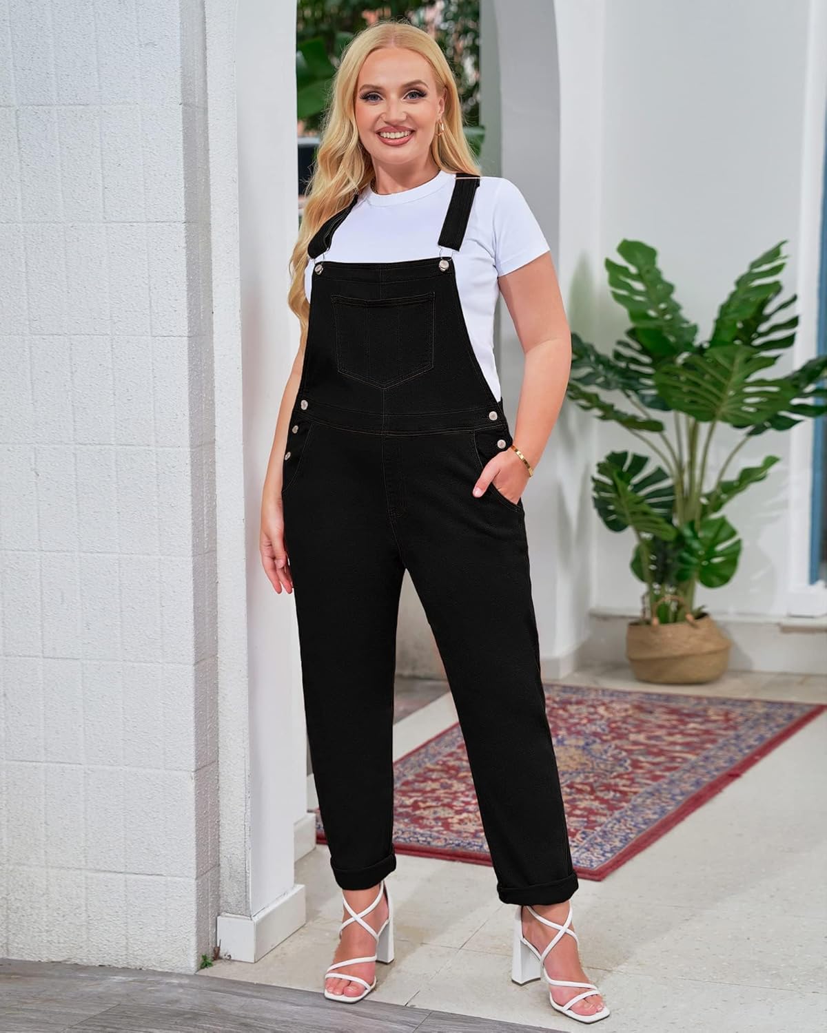 Vetinee Womens Classic Adjustable Straps Pockets Denim Bib Overalls Jeans Pants - Image 3