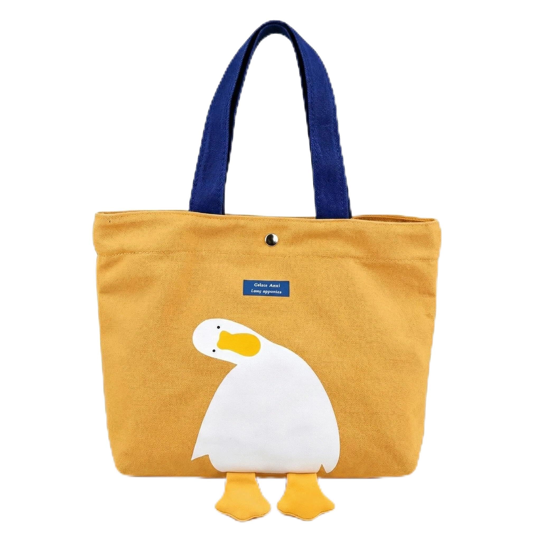 Joli sac fourre-tout en forme de canard, sac à main pour femme avec poche intérieure, cadeau de canards jaunes pour femme, sac amusant pour un usage quotidien, le travail, les voyages, l'école | Sacs pliables