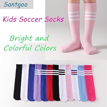 Kids Soccer Socks-Toddler Striped Knee High Socks for Girls Boys,Cotton Athletic Baseball Softball Tube Sock