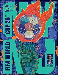 Ímã de pôster da Copa do Mundo FIFA de Nova YorkHost City – Ímã oficialmente licenciado da Copa do Mundo da FIFA – Design vibrante de torneio – Fixação forte durável – Perfeito para geladeiras