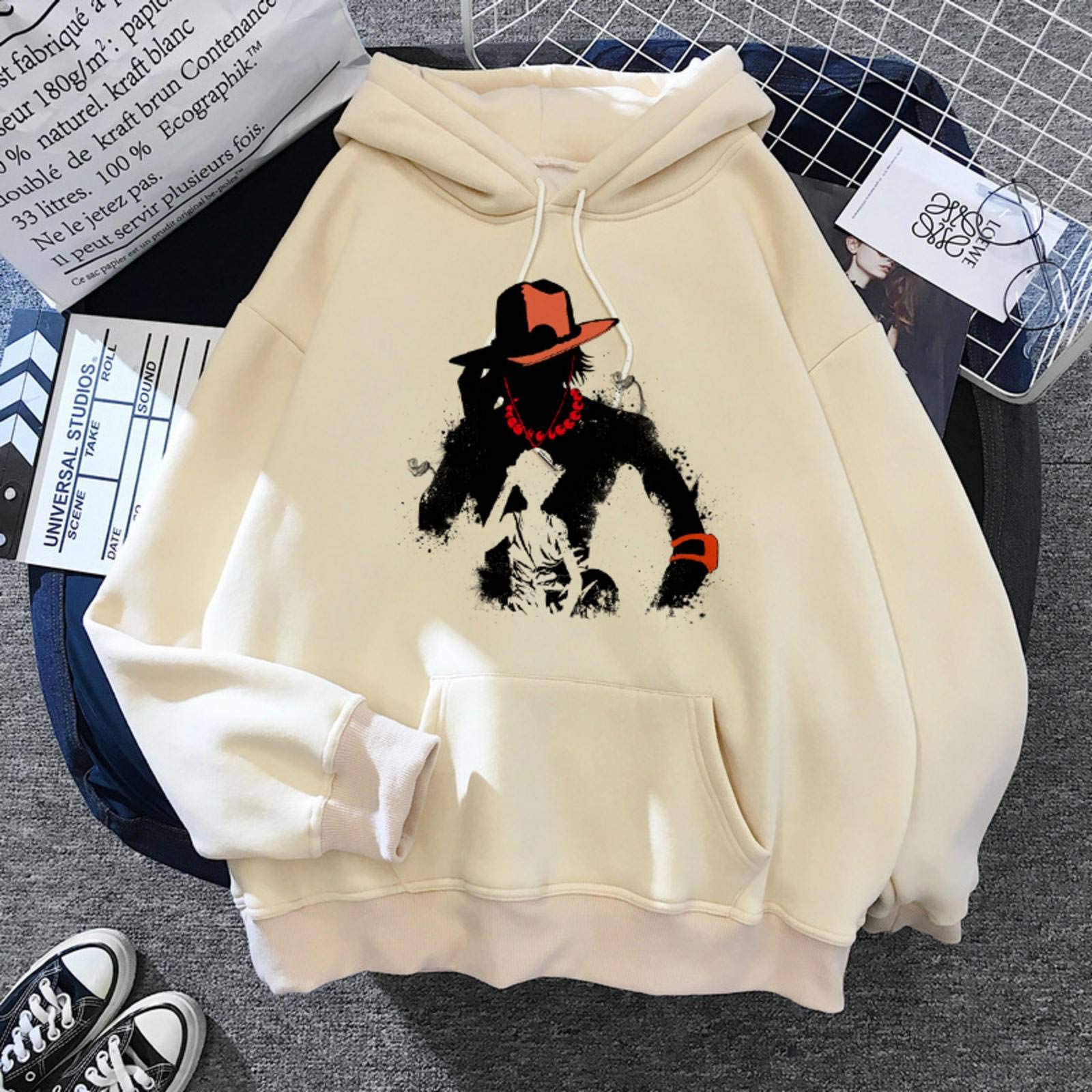 N\CAnime One Piece Hoodies Men Harajuku Funny Cartoon Luffy Zoro Graphic Hoody Hip Hop Tops Sweatshirts Male