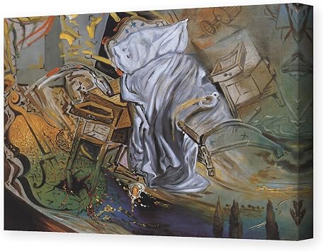 Salvador Dali Bed Attacking a Cello Canvas 24x28 in Ready to Hang - Gallery Wrapped Furniture Come Alive Surrealist Modern Art Decor for Living Room Bedroom Office