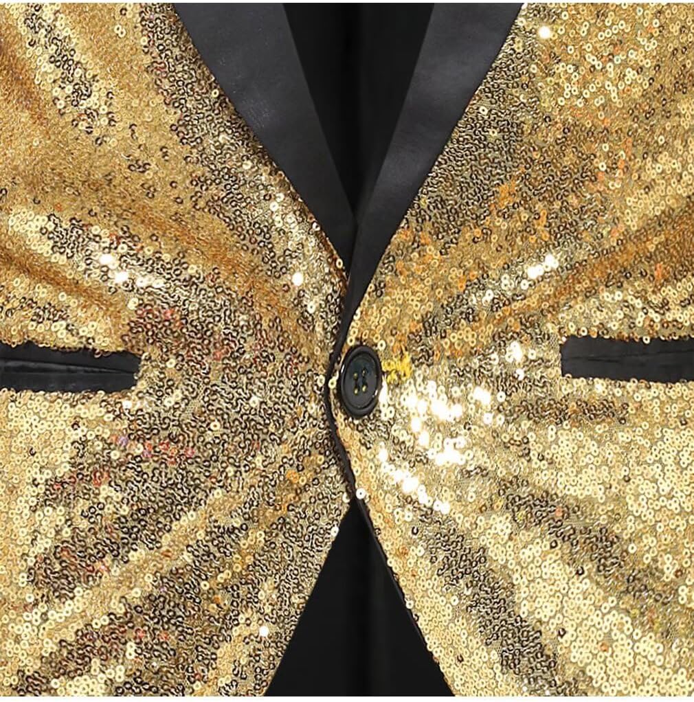 Mens Sequin Tuxedo Tails Slim Fit One Button Tailcoat Dress Coat for Stage Performance Party Prom
