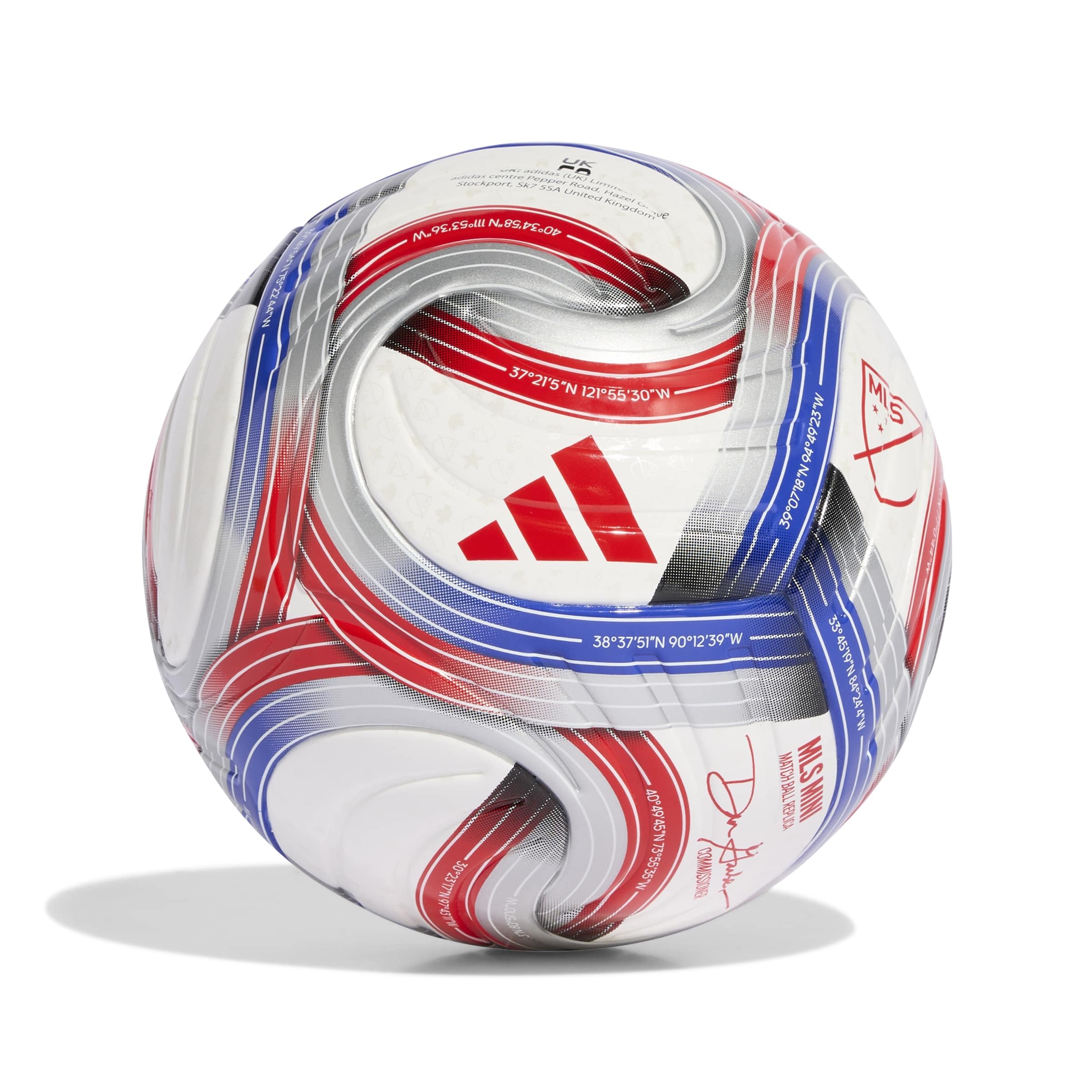 adidas Unisex - Adult MLS Mini, White/Blue/Red/Iron Metallic, 1