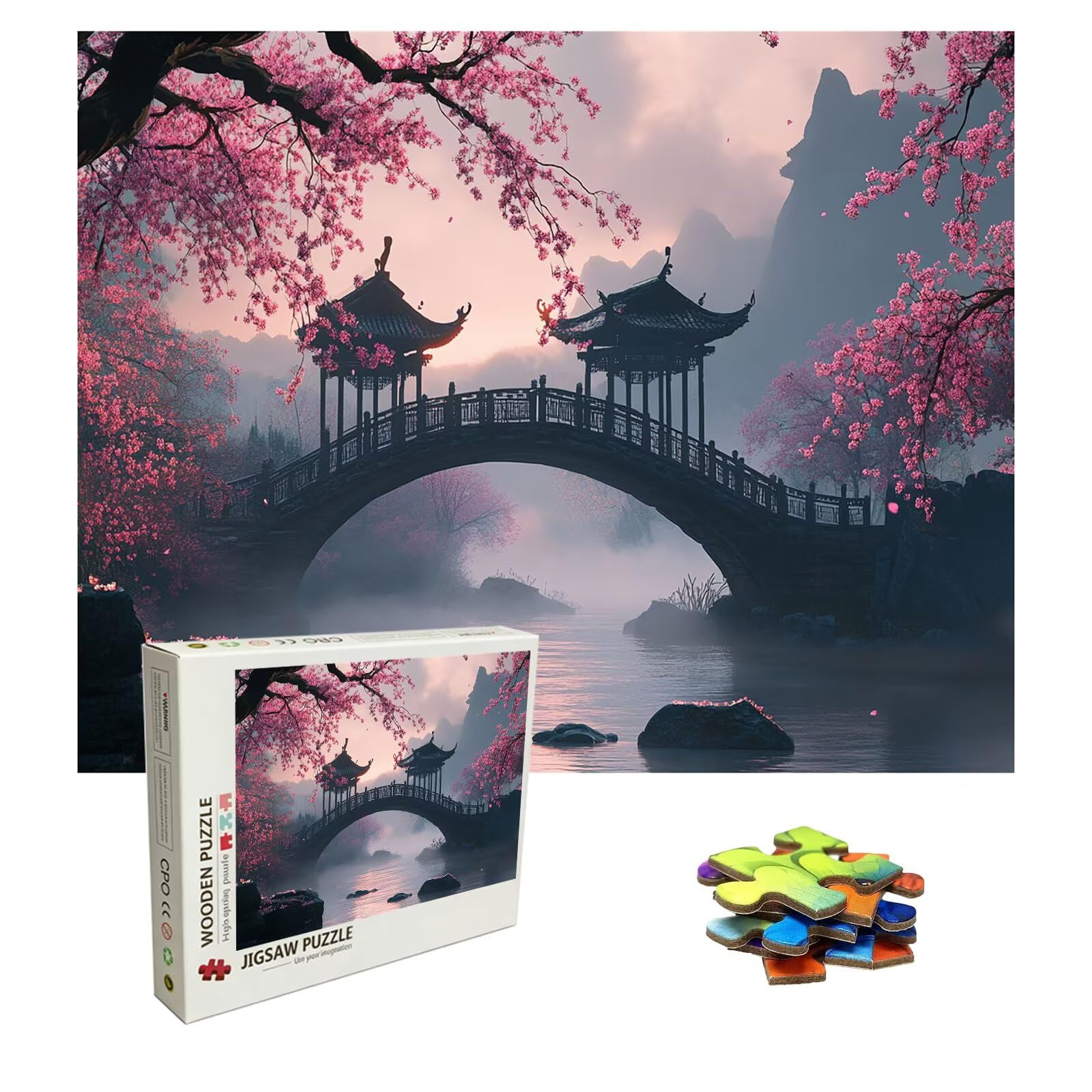 Dream Puzzle 1500 elementów, trudne puzzle, drewniane puzzle dla całej rodziny, zestaw "zrób to sam", dla dorosłych, nadają się jako dekoracja ścienna i prezenty dla kobiet, temat: most 8p-626