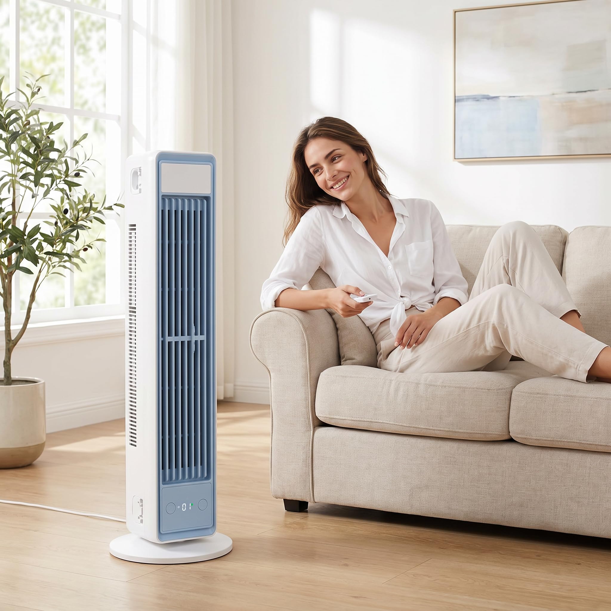 BreezaMax Air Kühlkönig, Airzuma Portable, Polar Breeze–BreezaMax Mini Cooling Ace, Leise & Energieeffizient, 3 Geschwindigkeiten, Bladeless Design, Perfekt für Büro, Schlafzimmer & Zuhause (Weiß)