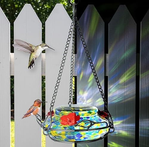 Miniatura 8 de Natures Way Bird Products GHF5 - Comedero de colibríes soplado a mano capacidad de 16 onzas fundido