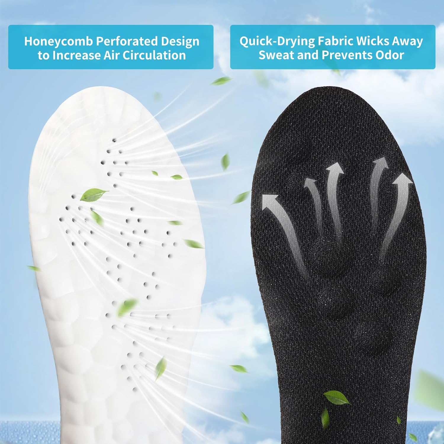 2 Pair Cloud Soles for Men,Super Soft Comfort Insoles,Trim to Fit with Arch Support for Foot Pain Relief and Fatigue Reduction (2 Pair Black, Men: 9-10.5/Women: 10-11.5) - Image 3