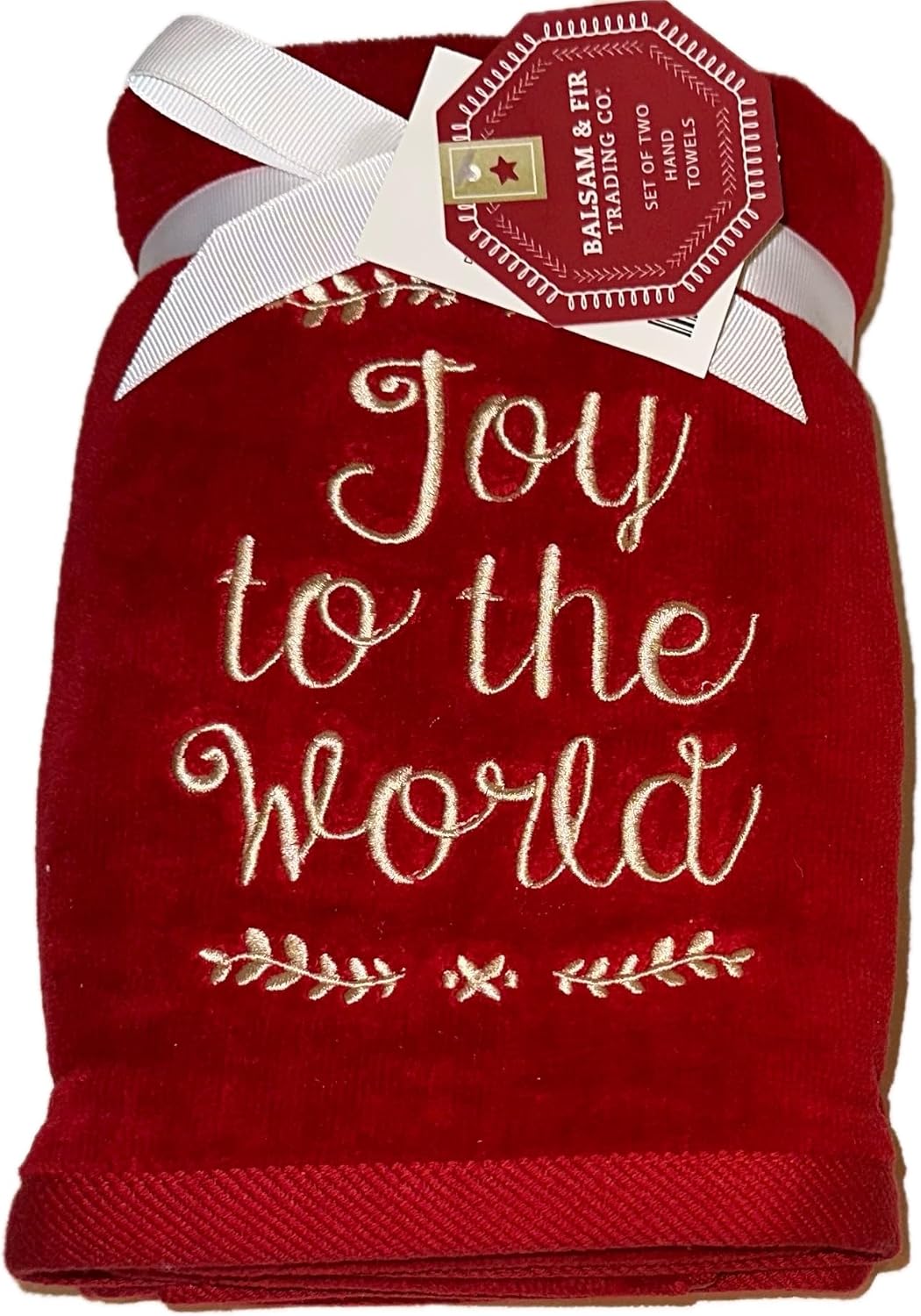 Balsam & Fir Trading Co Christmas Hand Towels Set of 2 (Joy to The World) Home