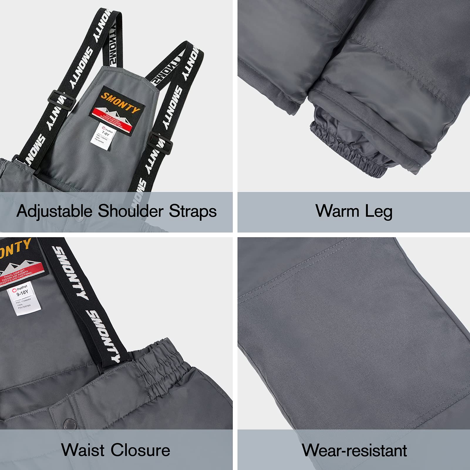 SMONTY Traje de nieve para niños para niñas Conjunto de chaqueta y pantalones de esquí de invierno Conjunto de correas con capucha A prueba de viento Impermeable Cálido (3-4, Rosa)