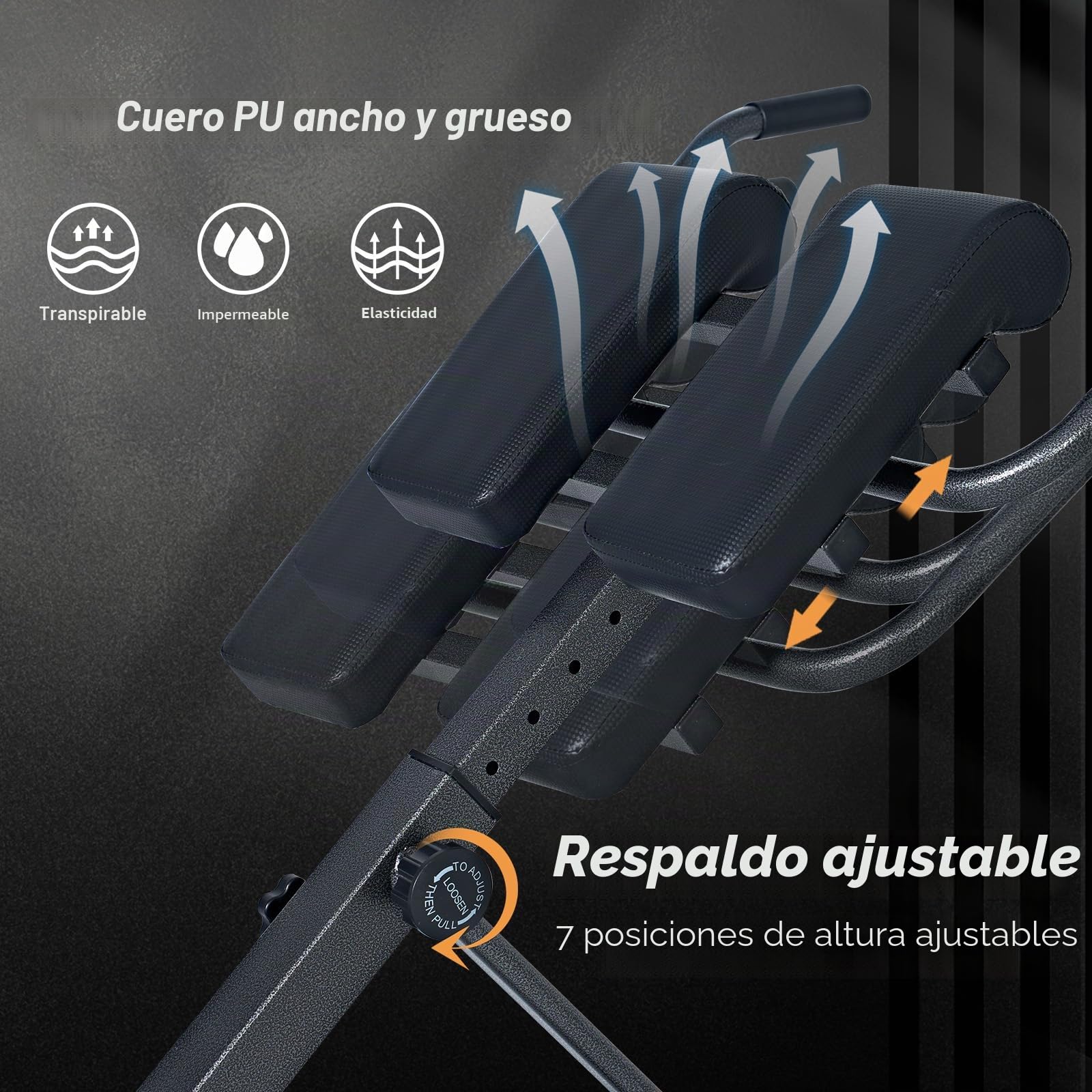 sogesfurniture Hyperextension - Entrenador abdominal y de espalda, 7 alturas ajustables, plegable, banco romano, multifunción, estirador de espalda para casa, fitness, hasta 100 kg