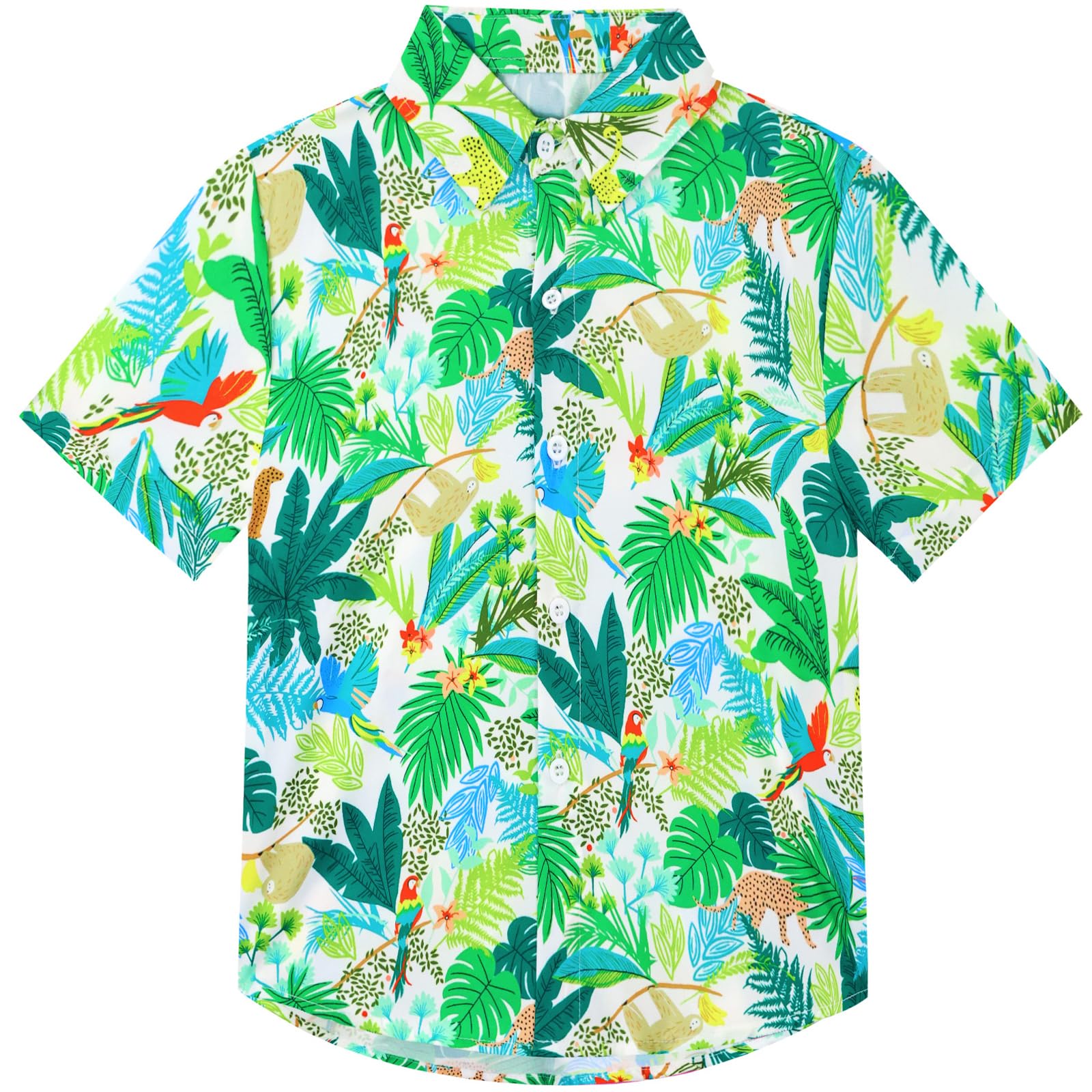 Boys Hawaiian Shirt Tropical Short Sleeve Cool Cute Casual Button Down Tops for Youth Kids Toddler Summer Beach