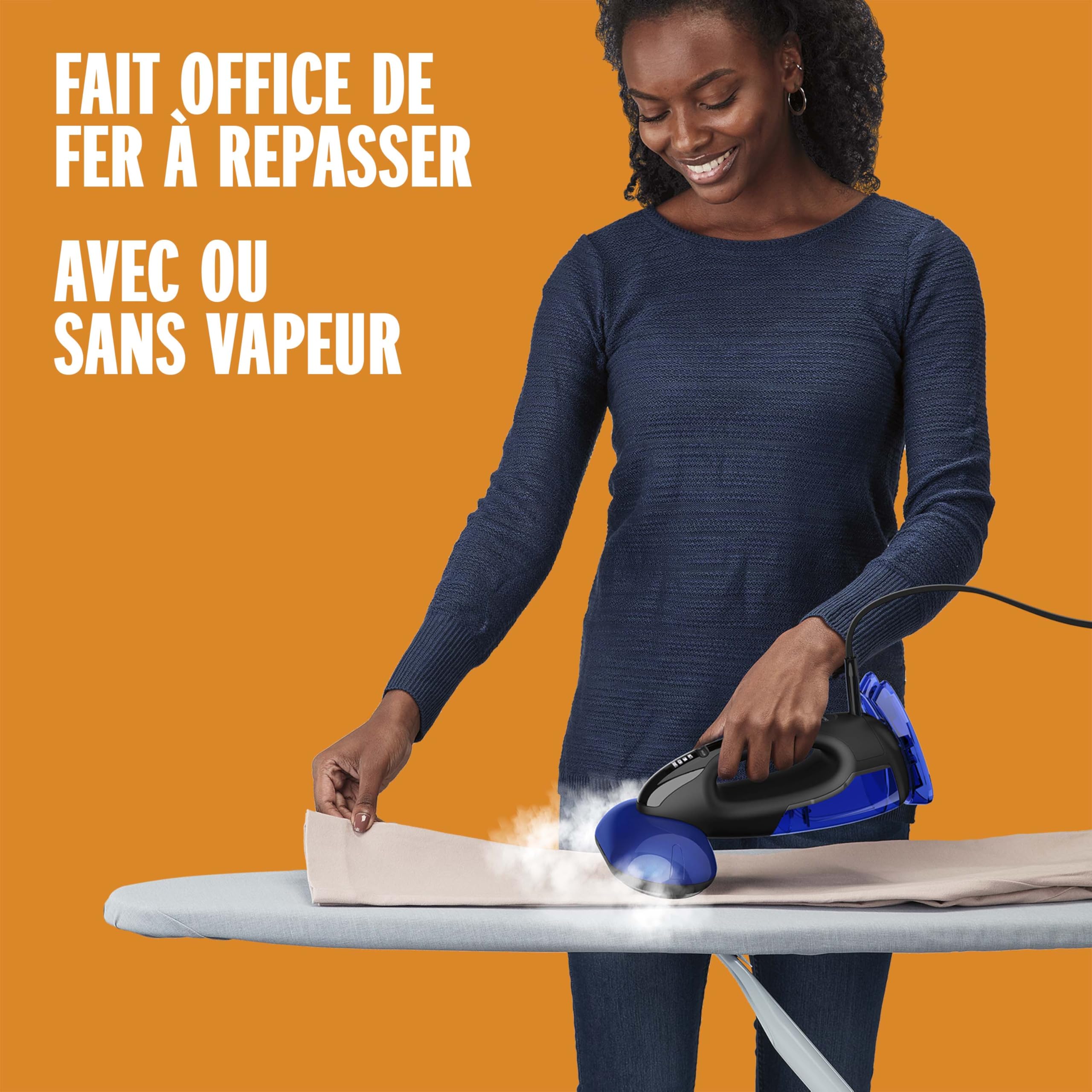 Conair-GS108E-Défroisseur & fer à repasser à vapeur portable-Steam & Iron Turbo 2en1-1840W-Prêt en 10 secondes-4 réglages de vapeur avec fonction Turbo pour tous types de textile-4 accessoires inclus