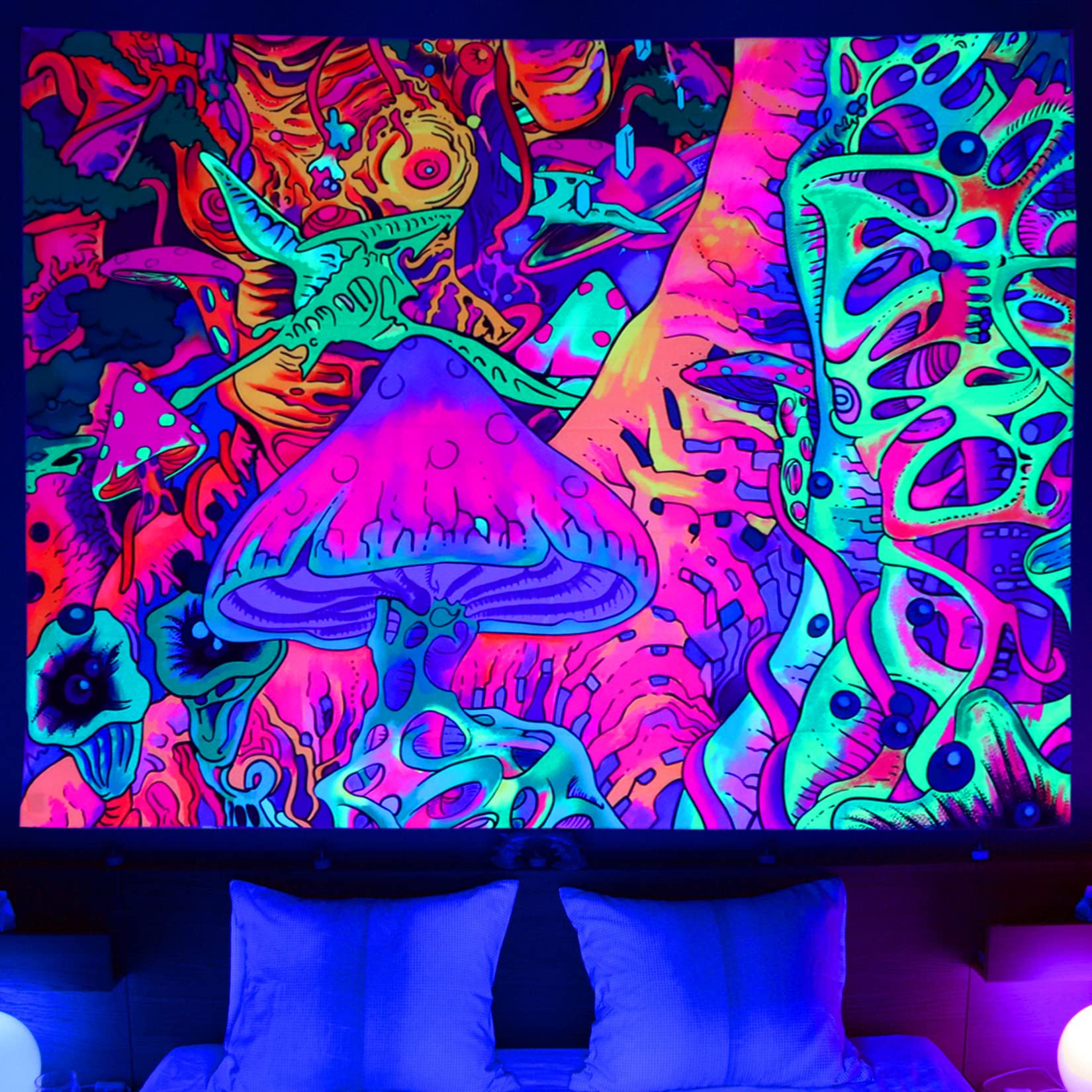 UV-Wandteppich 'Kuss' – Leuchtet Im Dunkeln, Abstraktes Design, 150x200 Cm, Polyester