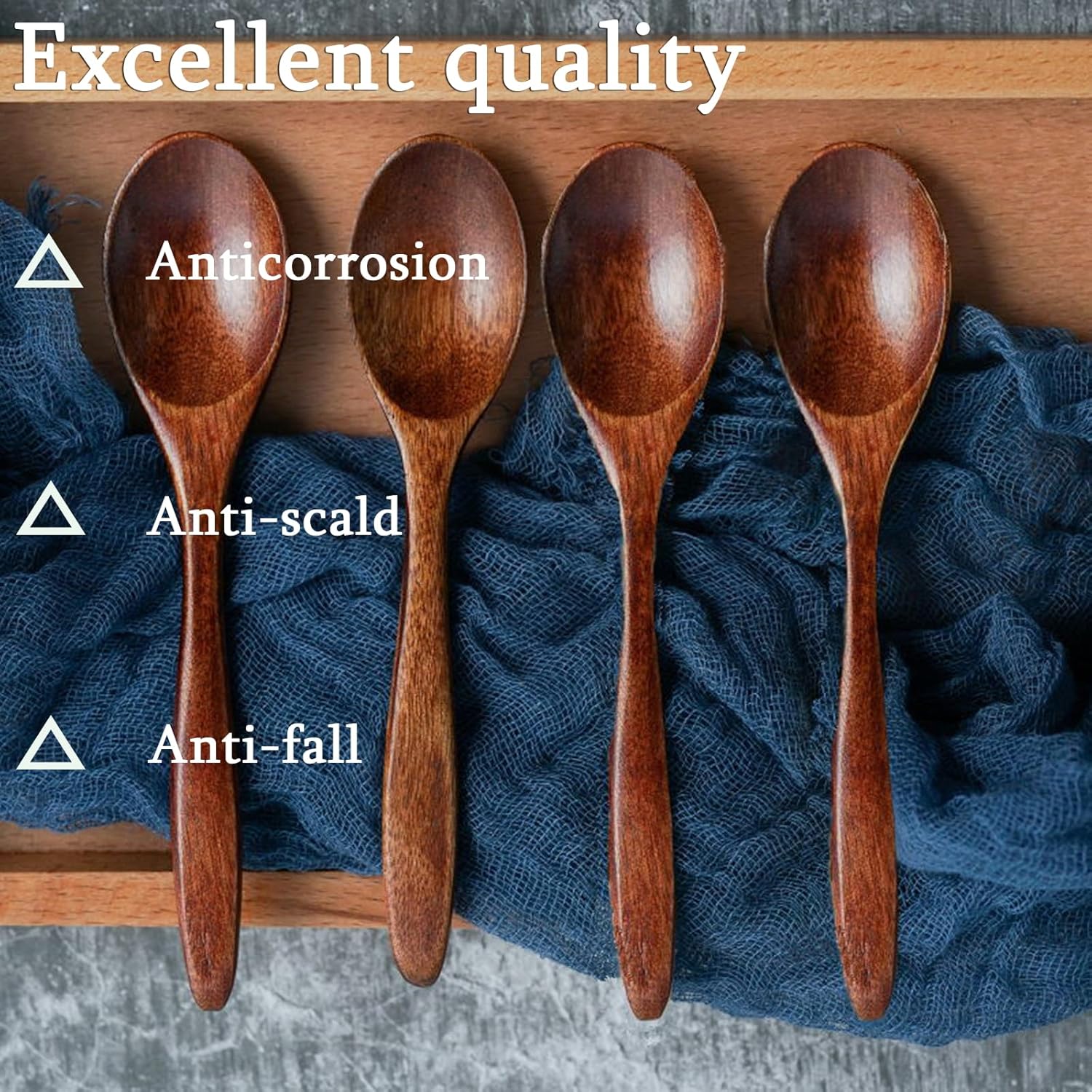 6 Pieces Small Wooden Spoons 5.7 Inch Spoons Natural Wood Hand Polished for Hot Chocolate, Honey, Coffee, Tea, Natural Spoons, Wooden Spoons for Home, Kitchen, Restaurant