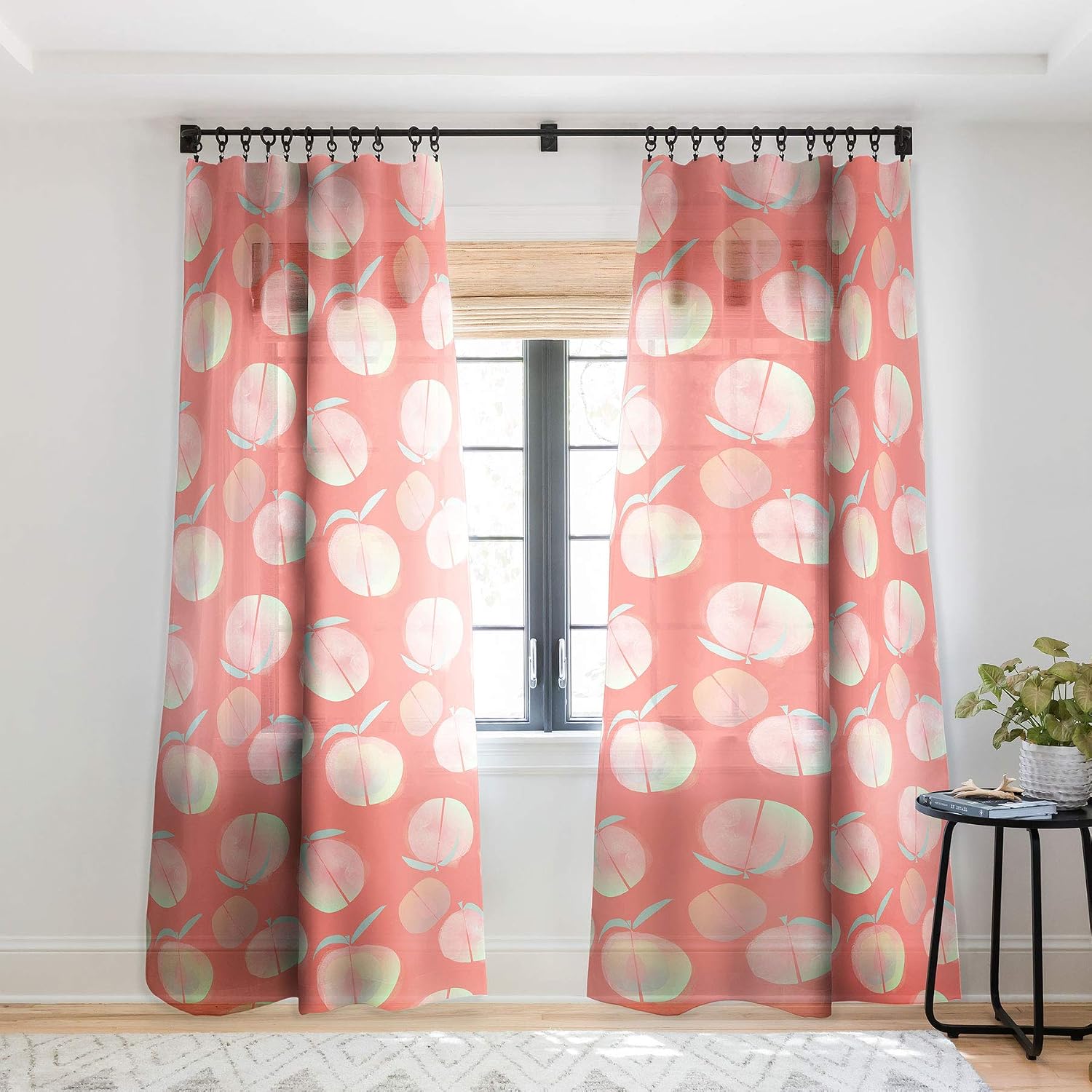 Deny Designs Mirimo Juicy Peaches Sheer Curtains, 50" x 84", Pink