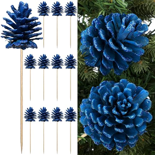 Thiccywoov 12 Pcs Christmas Pine Cone Pick Decoration for Tree