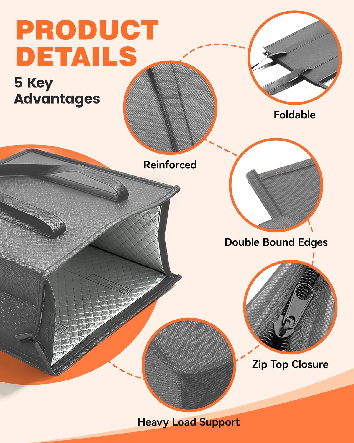 Collapsible Cooler Bag for Outdoor Camping and Grocery Shopping 12X7X13Inch image 5