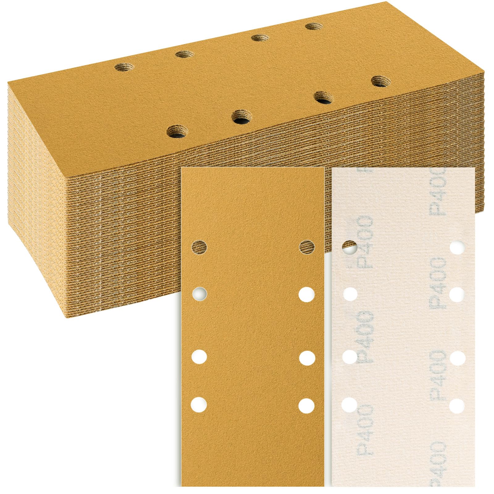 93x230mm Sandpaper 8 Hole, 50 Pieces Sanding Sheets Enhanced Grinding Performance, Grits 400 Hook and Loop Sanding Pads Rectangular Sander Paper Set for Bosch Electric Sander Polishing, Rust Removal
