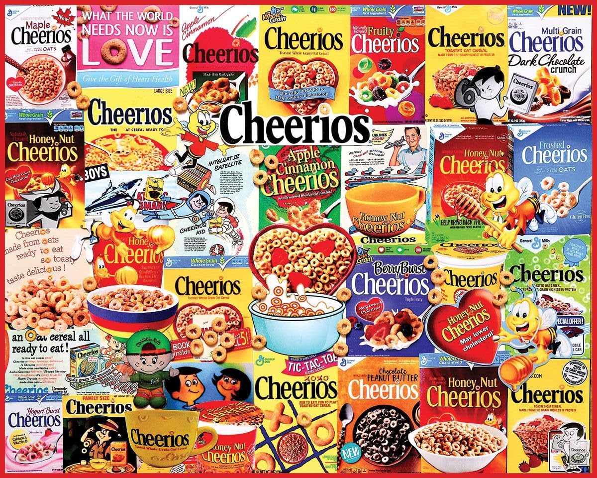 White Mountain 1000 Piece Jigsaw Puzzle Cereal Box Collage Puzzles with Large Pieces for Adults and Family 24"x30" - Cheerios