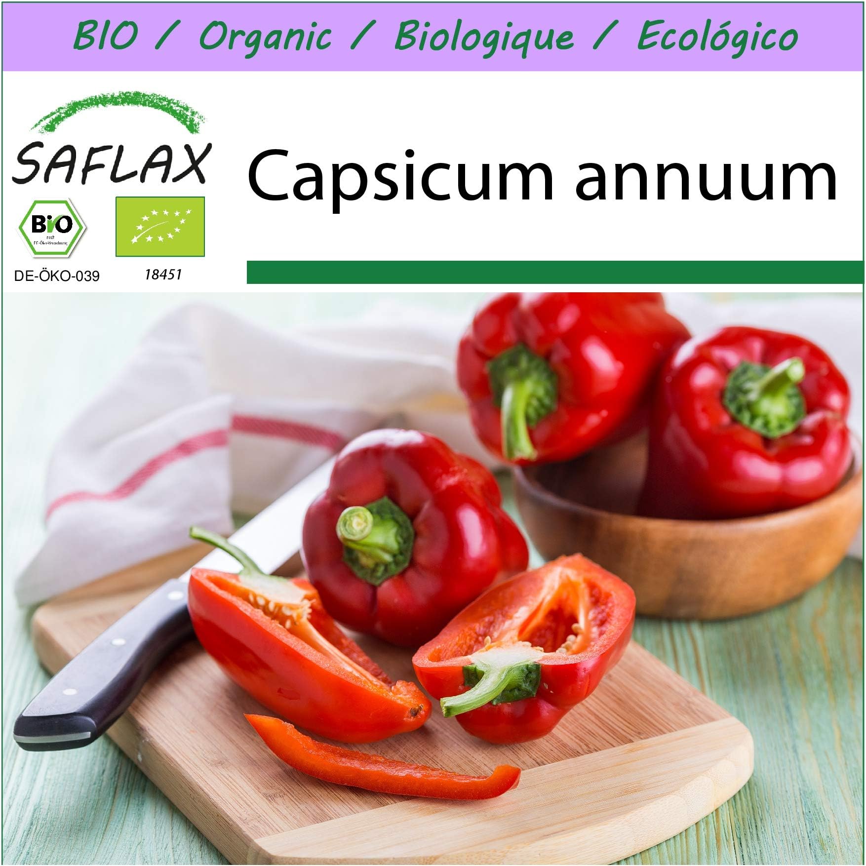 SAFLAX - Organic - Sweet Pepper - California Wonder Red - 20 Seeds - Capsicum annuumEU Organic