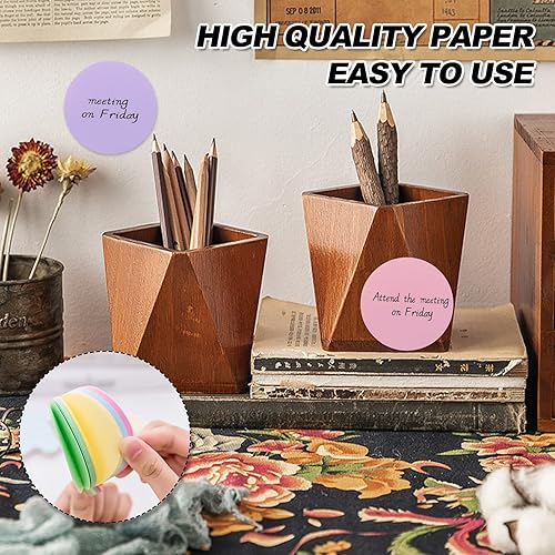 Miniatura 3 de Notas adhesivas, notas autoadhesivas, 12 colores redondos, brillantes, coloridos, para escuela, oficina, estudio bíblico, 2.36 x 2.36 pulgadas, 600