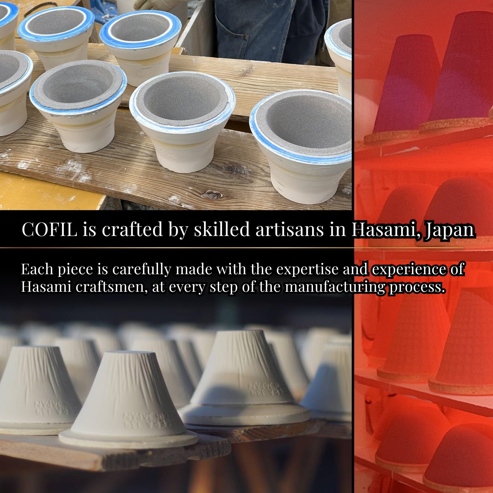 Wiederverwendbarer Kaffeefilter aus Keramik, papierlos, nachhaltig, hergestellt in Japan, Schwarz