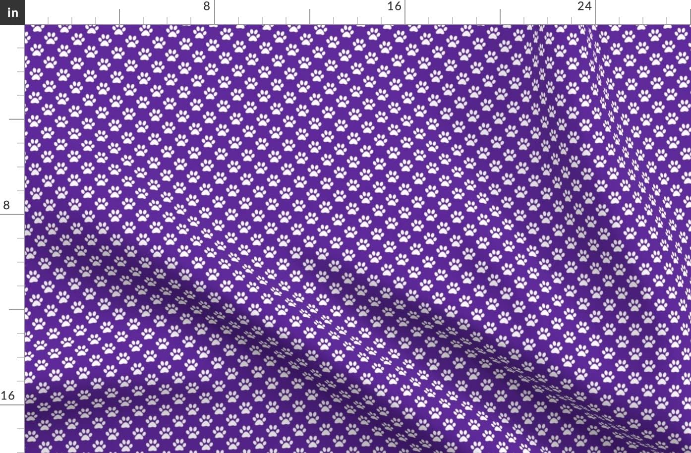 Spoonflower Fabric - White Paw Prints Purple Animal Cat Dogs Mini Small Tiny Micro Pet Printed on Organic Cotton Sateen Fabric by The Yard - Sewing Quilting Apparel Home Decor