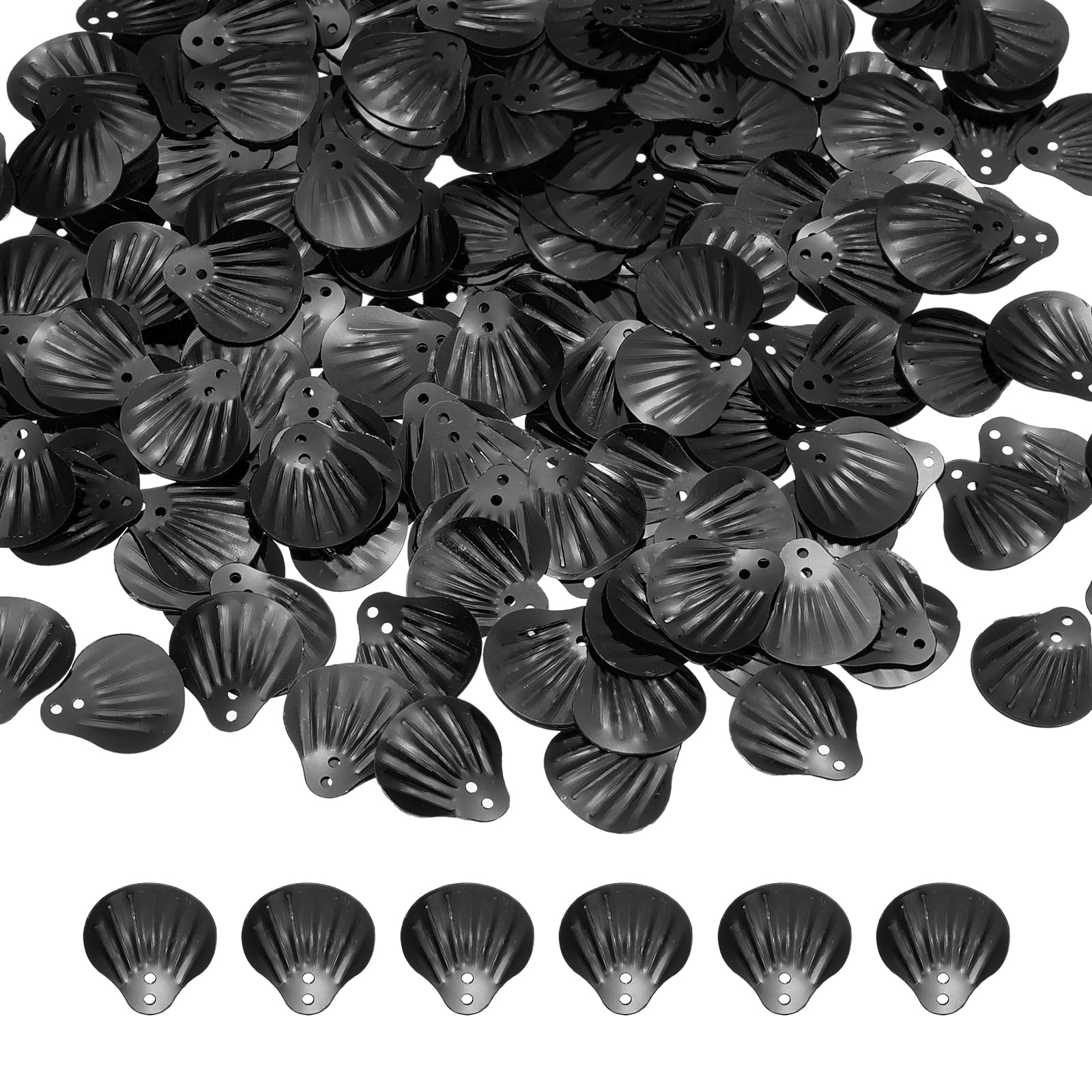 sourcing map 600 Pcs Loose Sequins 18mm Seashell Sequins and Spangles with 2 Holes for Sewing Embroidery Clothing DIY Crafts, Black — image 1